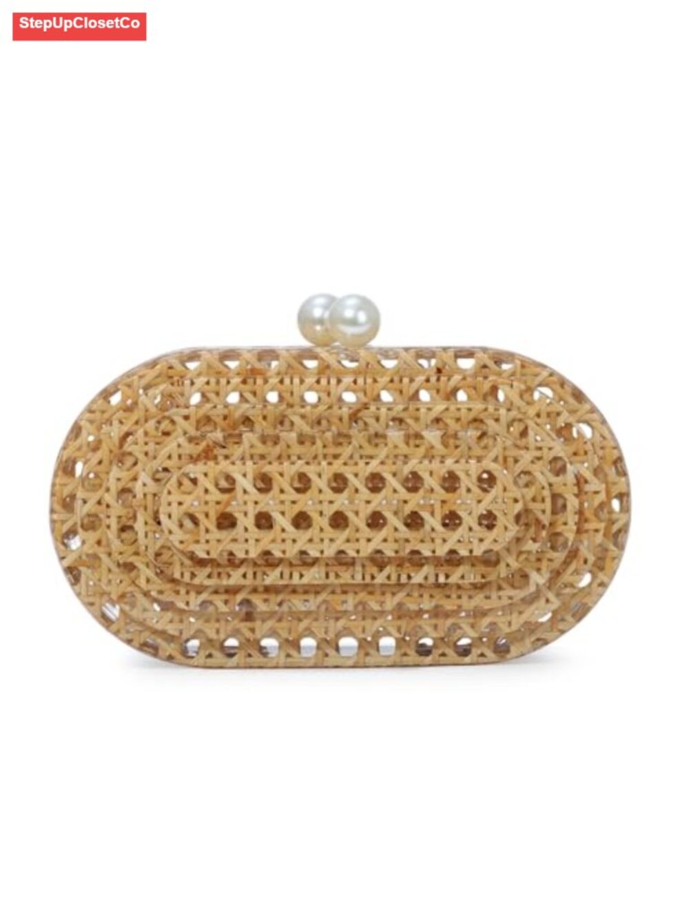 Woven Rattan Clutch Purse with Magnetic Closure Beach Handbag Lightweight